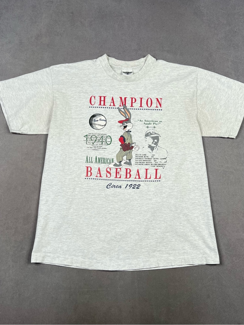 Vintage Looney Tunes Light Gray Champion All American Baseball Graphic Tee